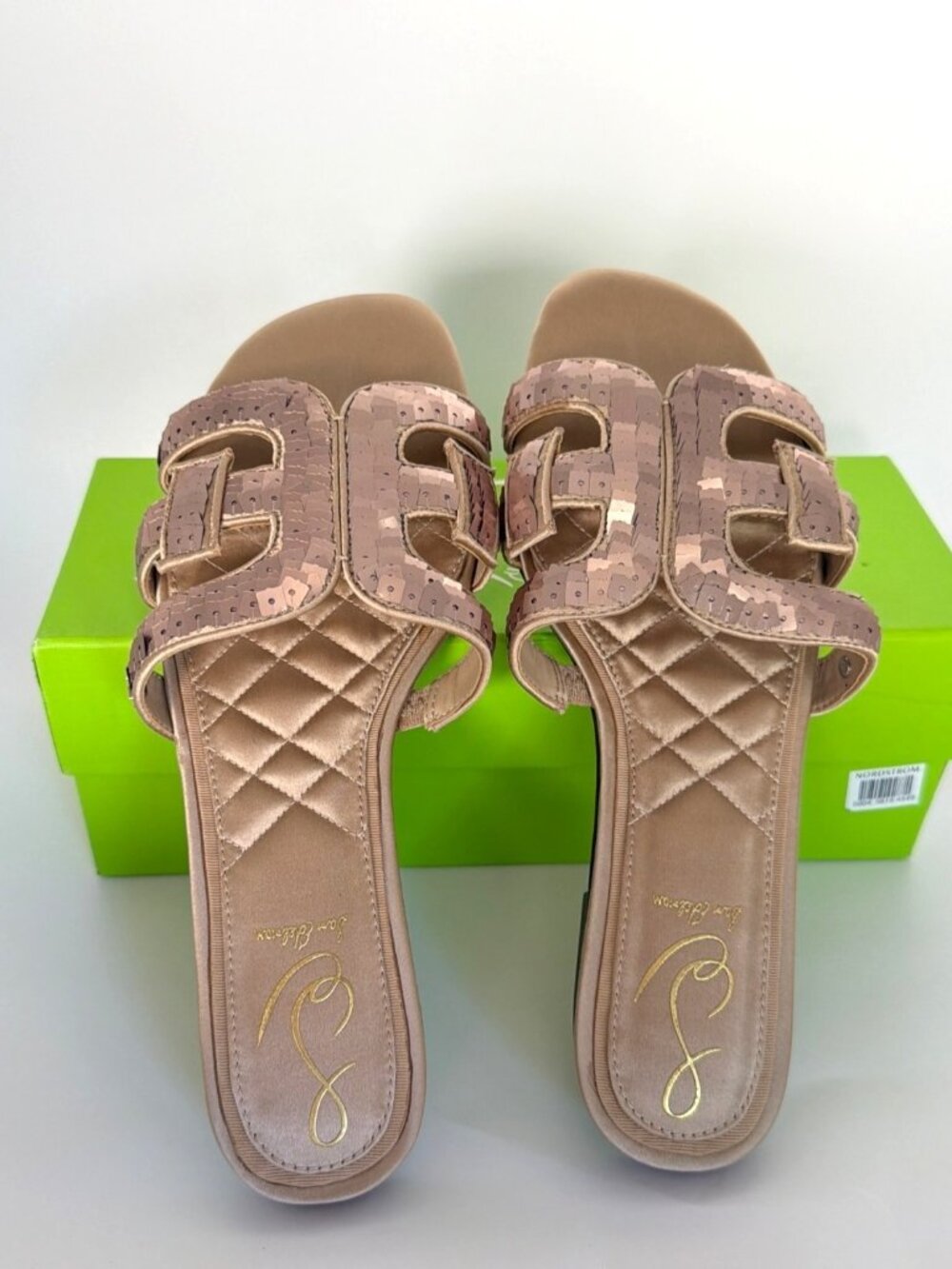 Sam Edelman Sequin Embellished Sandals Gold Slides Size 8